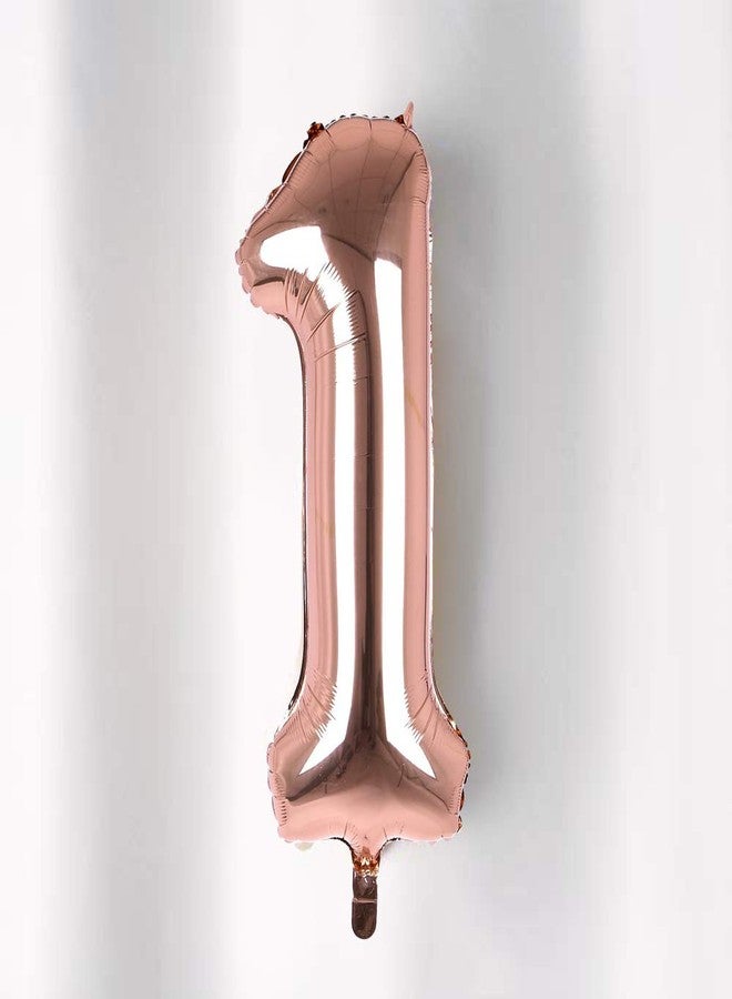 AMFIN Number 1 Foil Balloon Number Balloons One Number Foil Balloon Props for First Birthday - Rose Gold - Image 1